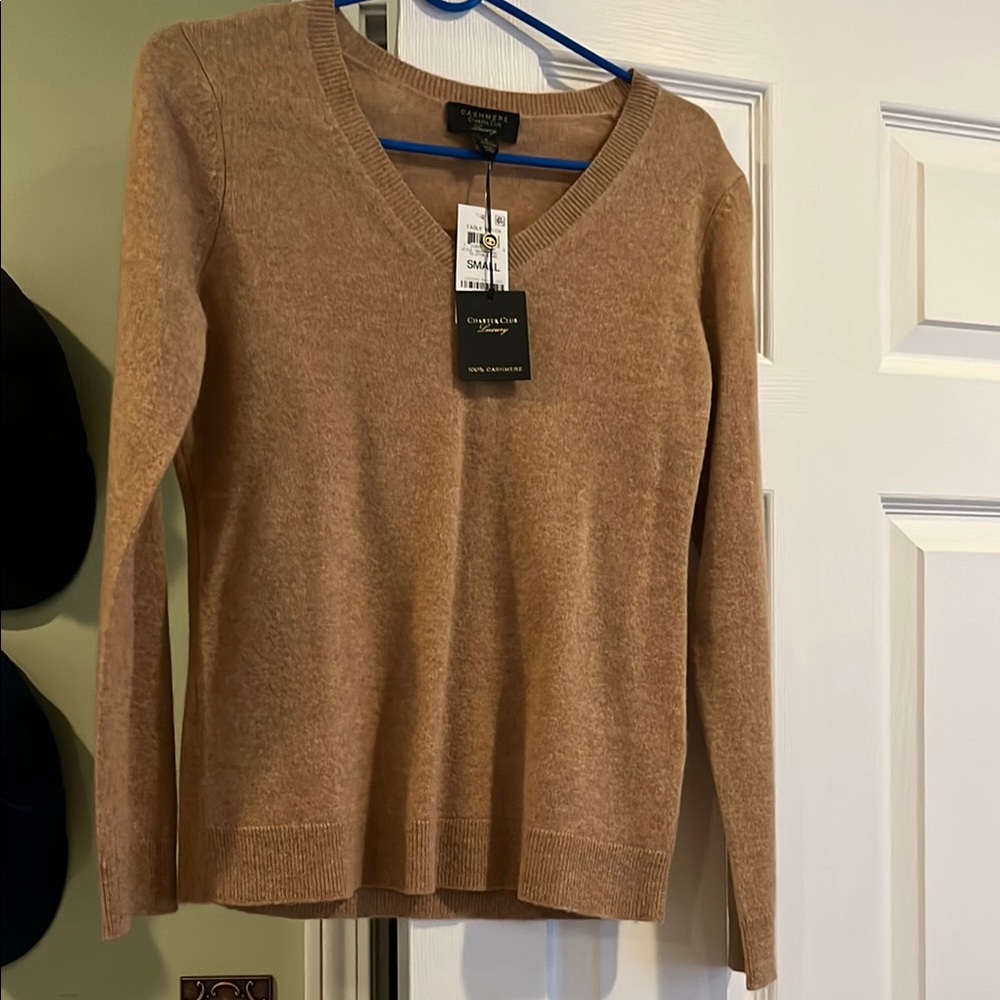 Charter Club Tan V-Neck Sweater